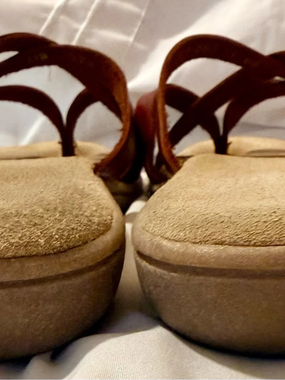 Vintage G.H. Bass Cognac Leather Crisscross Slide Sandals Comfort Sz 11 EU 42